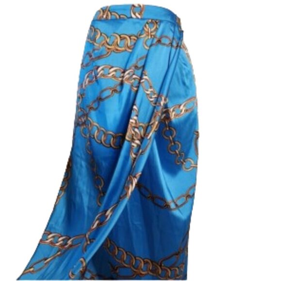 Zara Blogger Favorite Chain Print Satin Pareo Wrap Midi Skirt XL - Picture 4 of 6